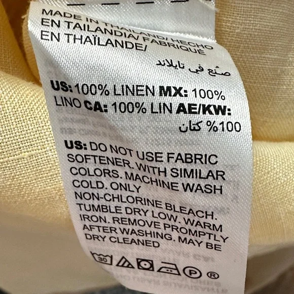 Chico's No Iron Linen Soft Yellow Button-Down Shirt Plus Size 16/18 - Picture 6 of 6